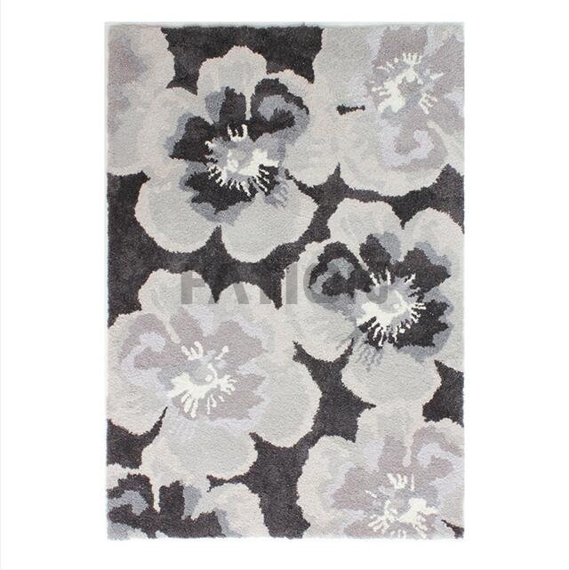 5'×8' Grey Multi Beautiful Flower Shaggy Rug
